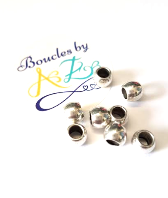 Perles rondes argentées 7x6mm x10.