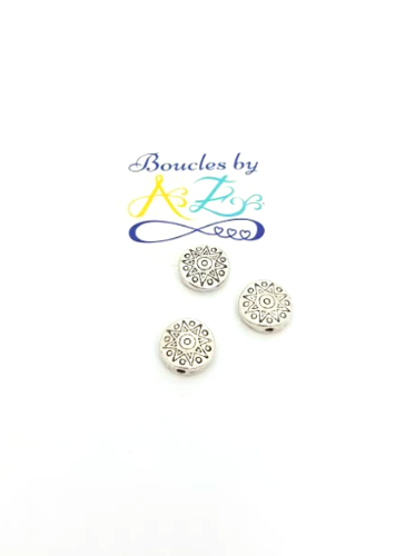 Perles rondes plates argentées 10mm x5.