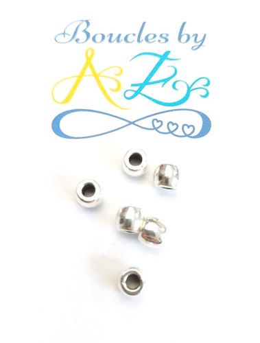 Perles rondes aplaties argentées 6x5mm x15.