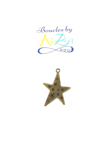 Breloque étoile décorée bronze 30x21mm.