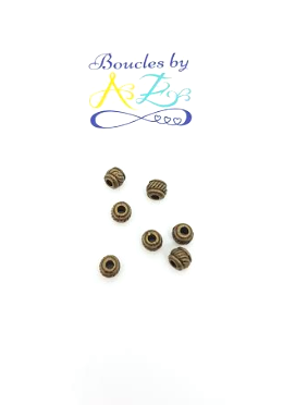 Perles rondes rayées bronze 6x5mm x15.