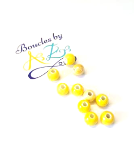 Perles rondes jaunes en céramique 6mm x10.