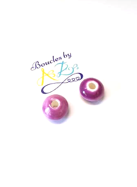 Perles en céramique violettes 15mm x2.