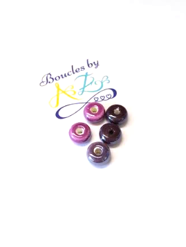 Perles céramiques, mix violet 9x4mm x5.