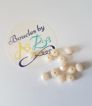 Perles à facettes beiges 6x4mm x20.
