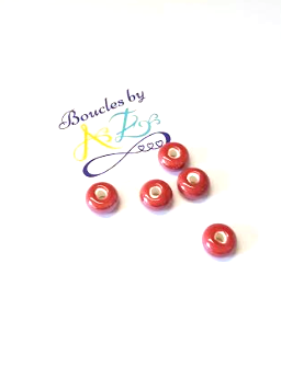 Perles rouges en céramique 9x4mm x5.