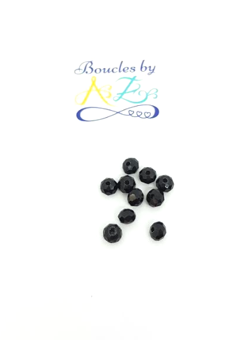 Perles à facettes noires 6x4mm x60.