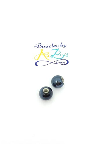 Perles noires en céramique 10mm x2.