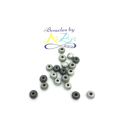 Perles grises en bois 6mm x50.