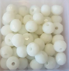 Perles à facettes blanches 6x4mm x30.