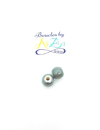 Perles grises en céramique 10mm x2.