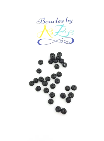 Perles à facetttes noires 4x3mm x50.