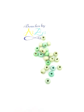 Perles en bois mix vert 6mm x50.