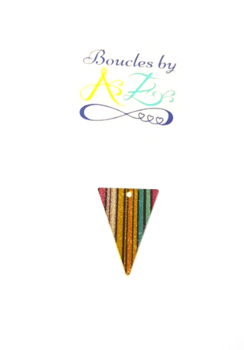 Sequin triangle émaillé multicolore 25x18mm.