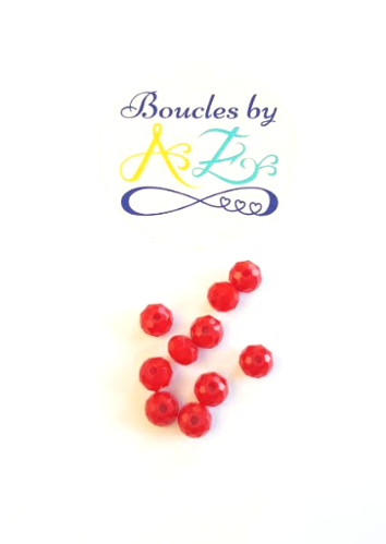 Perles à facettes rouges 6x4mm x30.