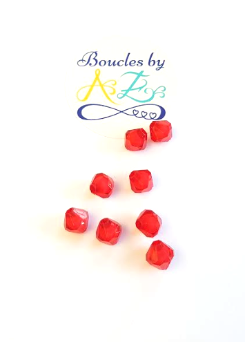 Perles toupies rouges 8x8mm x50.