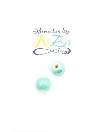 Perles turquoises en céramique 10mm x2.