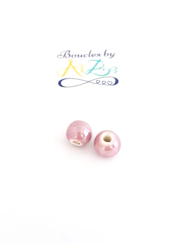 Perles mauves en céramique 10mm x2.