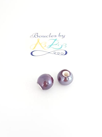 Perles violettes en céramique 10mm x2.