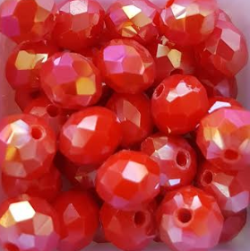 Perles à facettes rouges 8x6mm x20.