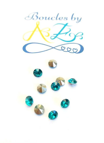 Strass turquoise 5mm dos pointu x10