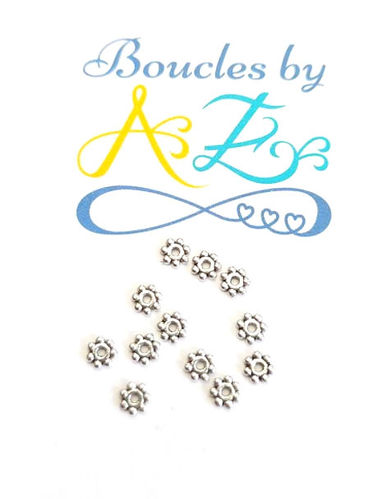 Perles intercalaires fleurs argentées 4mm x50