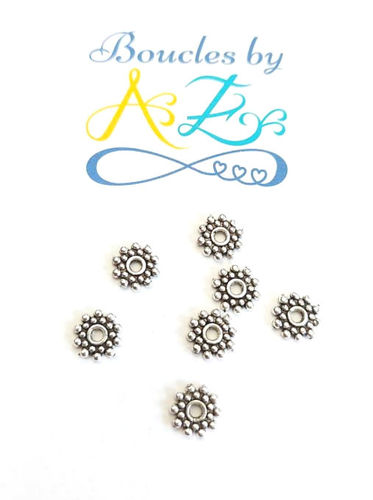 Perles intercalaires fleurs argentées 8mm x10