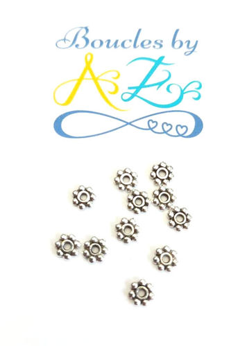 Perles intercalaires fleurs argentées 6mm x10