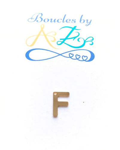 Pendentif lettre F acier inox doré 11x10mm