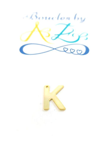 Pendentif lettre K acier inox doré 11x10mm
