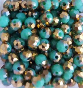Perles bicolores vert/doré 4x3mm x50