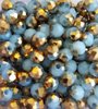 Perles bicolores bleu/doré 4x3mm x50