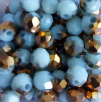 Perles bicolores bleu/doré 6x5mm x40