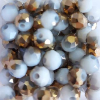 Perles bicolores blanc/doré 6x5mm x40