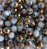 Perles bicolores blanc/doré 4x3mm x50