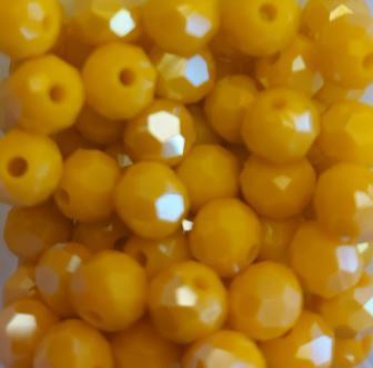 Perles à facettes jaune moutarde 6x4mm x30.