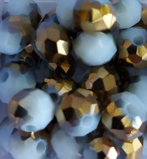 Perles bicolores gris/doré 8x6mm x30