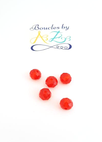 Perles à facettes rouges 8x6mm x10.