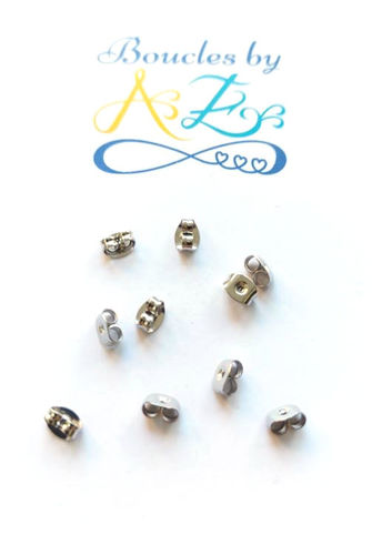 Poussoir boucles d'oreille acier inox x10 (0,8mm)