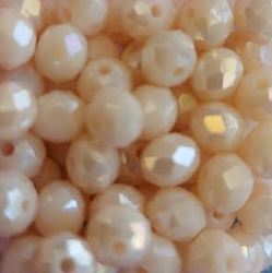 Perles à facettes beiges 6x5mm x30.