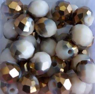 Perles bicolores beige/doré 8x6mm x30