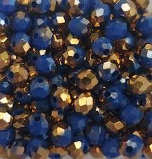 Perles bicolores bleu/doré 4x3mm x50