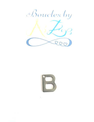 Pendentif lettre B acier inox argenté 11x10mm