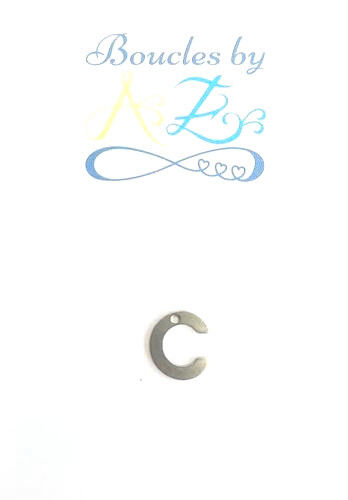 Pendentif lettre C acier inox argenté 11x10mm