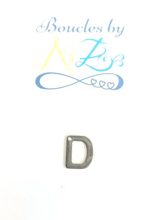 Pendentif lettre D acier inox argenté 11x10mm