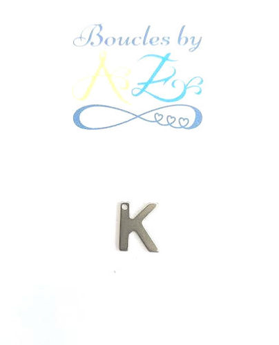 Pendentif lettre K acier inox argenté 11x10mm