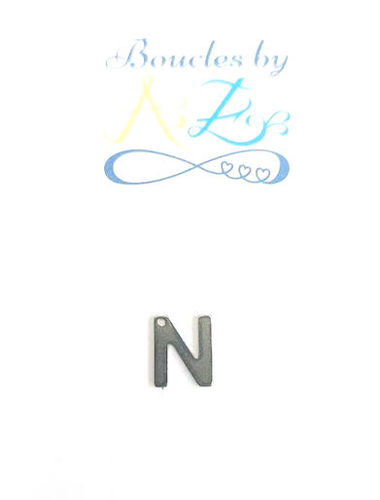 Pendentif lettre N acier inox argenté 11x10mm