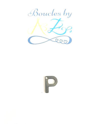 Pendentif lettre P acier inox argenté 11x10mm