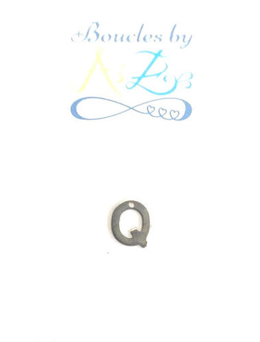 Pendentif lettre Q acier inox argenté 11x10mm