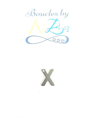Pendentif lettre X acier inox argenté 11x10mm